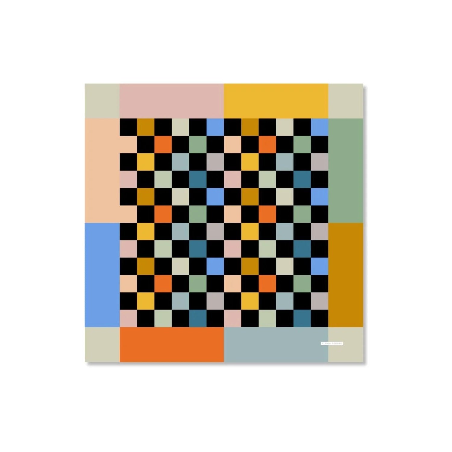 Alpha Studio Colmar Checkerboard Retro Frayed 90 Square