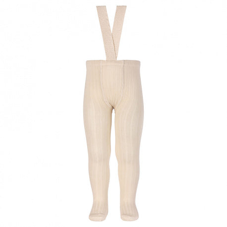 Condor Ribbed Elastic Suspender Tights - Linen (Lino)
