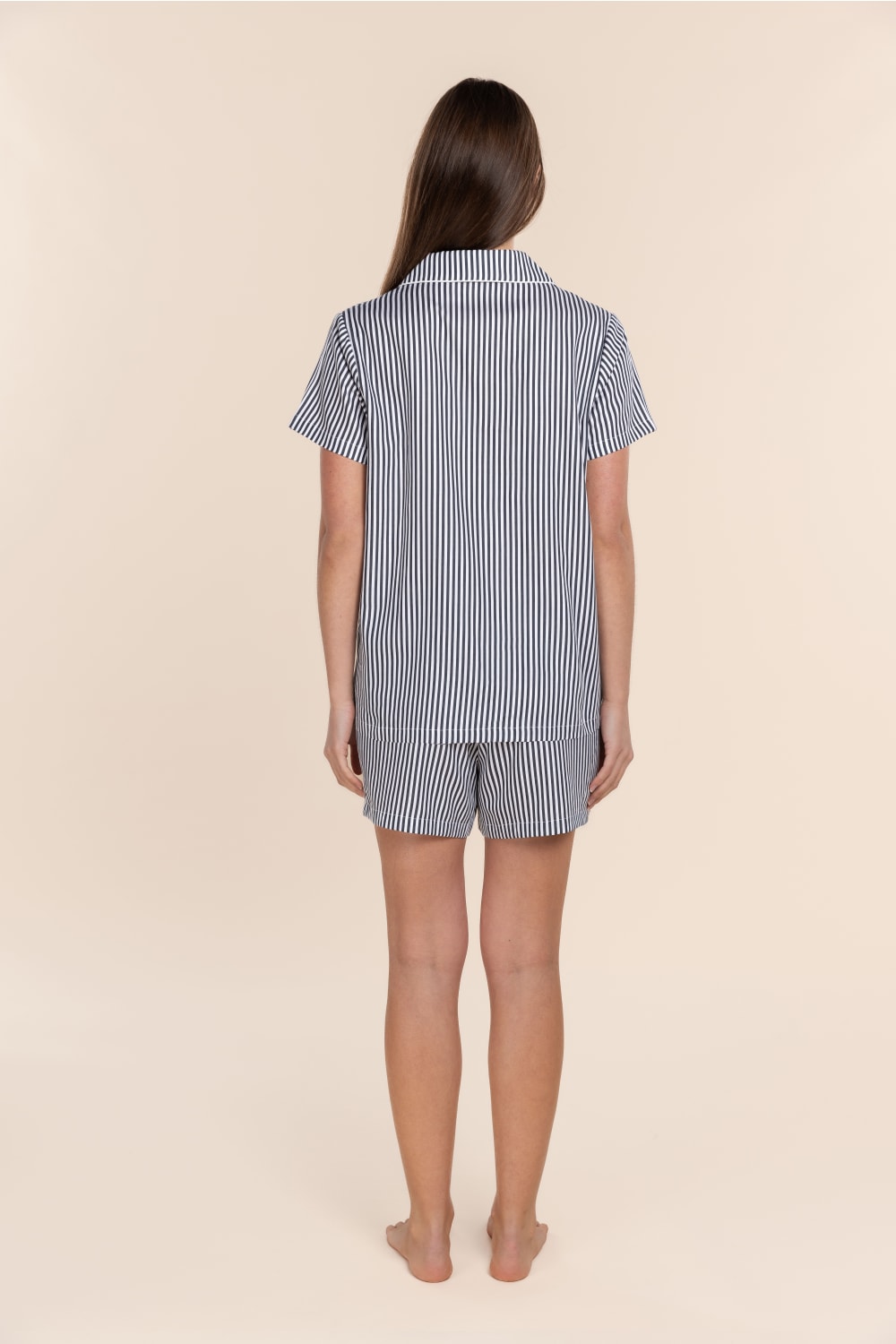Camilla Cotton Short PJ Set - Navy Stripe