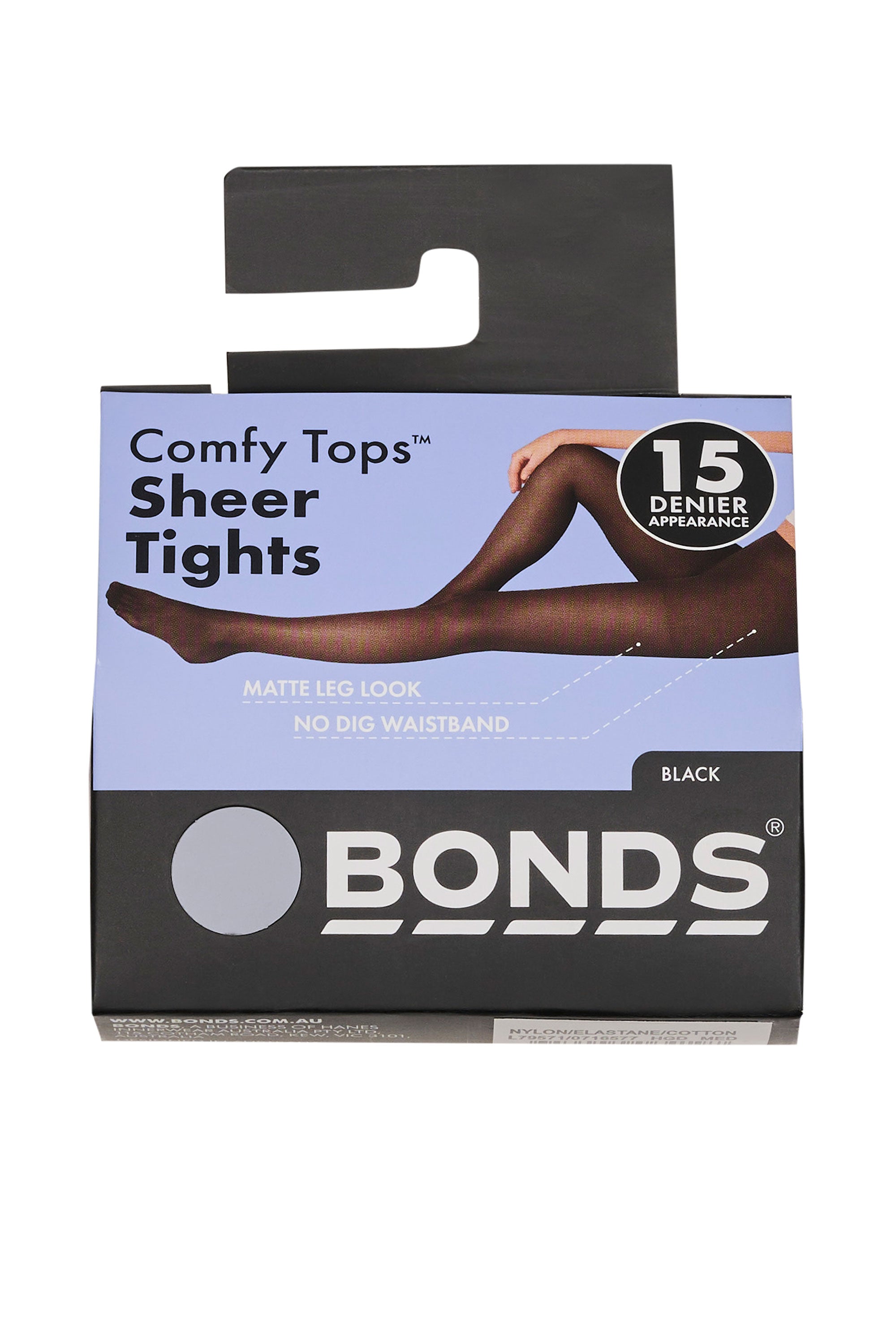 Bonds Comfy Tops Sheer Tights - Black